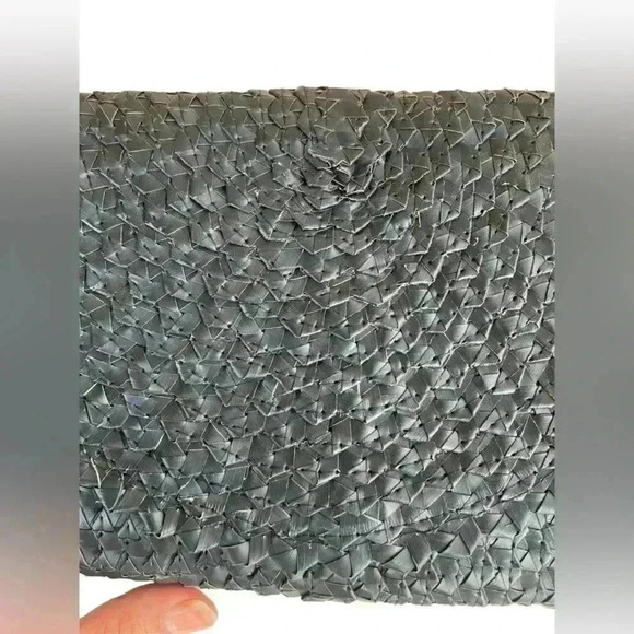 Poppy Sage women’s Straw Clutch/Purses Versatile Fold Over in black no flaws - Picture 3 of 10